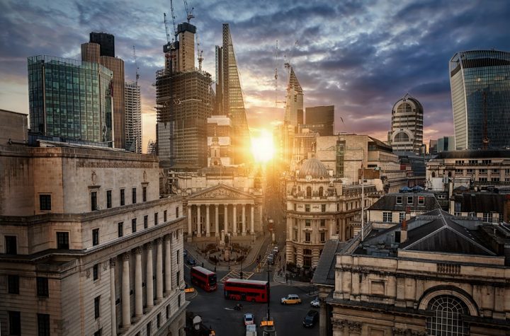London's Financial district in Online News & the Economy