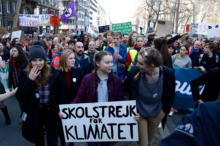 Greta Thunberg in 2019 protests in online news & headline news