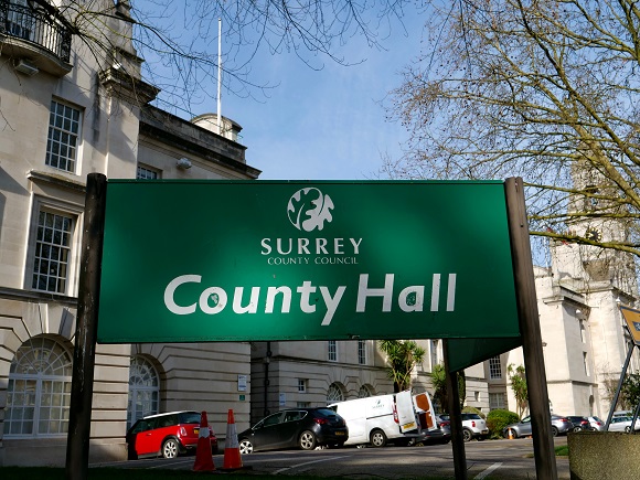 A county hall sign in the UK in bulletin news & headline news
