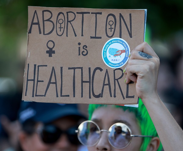 An abortion rights protester in bulletin news & online news