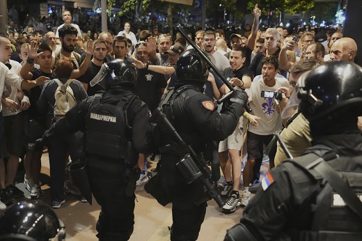 clashes at protests in Serbia